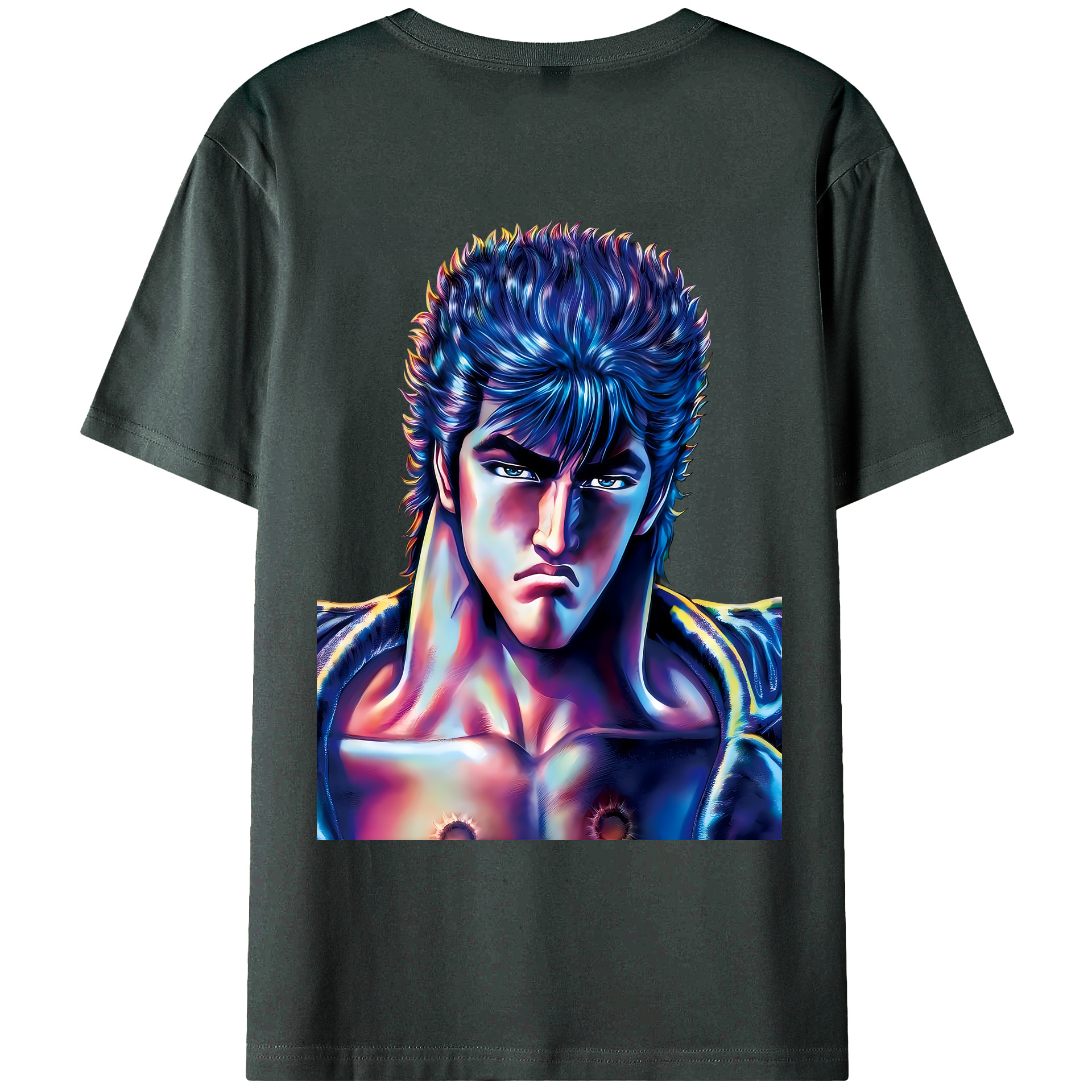 （画像用） 北斗の拳 Fist of the North Star 綿100％ メンズ半袖Tシャツ（バックプリント） 通気性